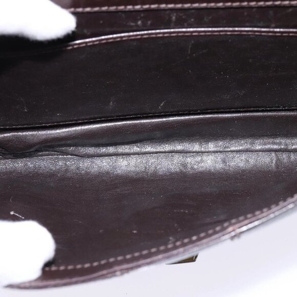 GUCCI Web Sherry Line Shoulder Bag Leather Dark Brown Gold Red Auth ep11429 - Picture 11 of 16